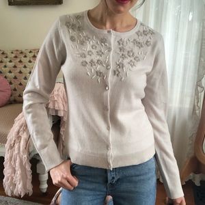 Garnet hill beaded cashmere sweater cardigan